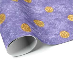Papier Cadeau Velvet Polka minuscule Golden Dots Lavande violet