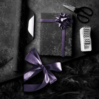 Papier Cadeau Velvety Onyx Damask | Black Vampy Grunge Baroque