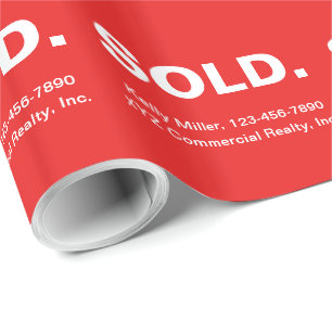 Papier Cadeau VENTE Marketing Immobilier   Rouge Gras Minimalist
