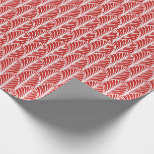 Papier Cadeau Ventilateur Art déco Vintage rouge et blanc Motif