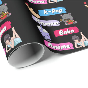 Papier Cadeau Ventilateur de culture K-Pop, Ramen, Boba et Anime