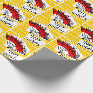 Papier Cadeau Ventilateur espagnol Happy Birthday emballage papi