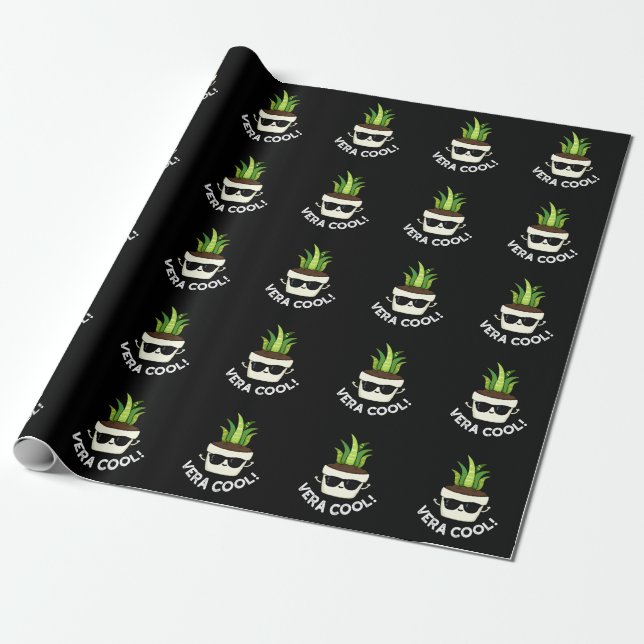 Papier Cadeau Vera Cool Funny Aloe Vera Pun Dark BG (Déroulé)
