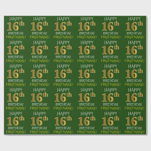 Papier Cadeau Verdissez, or le "JOYEUX 16ème ANNIVERSAIRE " de