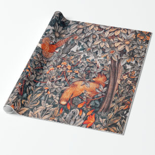 Papier Cadeau VERDURE, ANIMAUX FORESTIERS Pheasant, Renard rouge