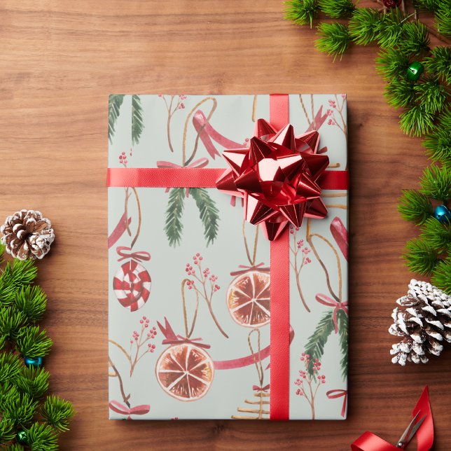 Papier Cadeau Verdure scandinave rustique et aquarelle Citrus (Créateur téléchargé)