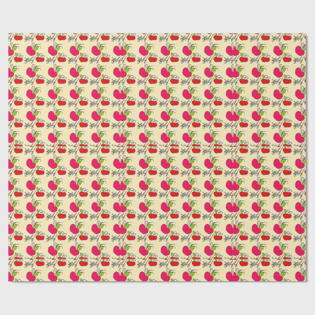 Papier Cadeau Verger de Pommes Sucrées (Plat)