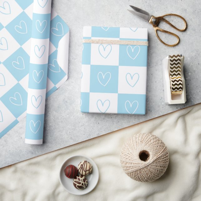 Papier Cadeau Vérificateurs et coeurs (Artisanat)