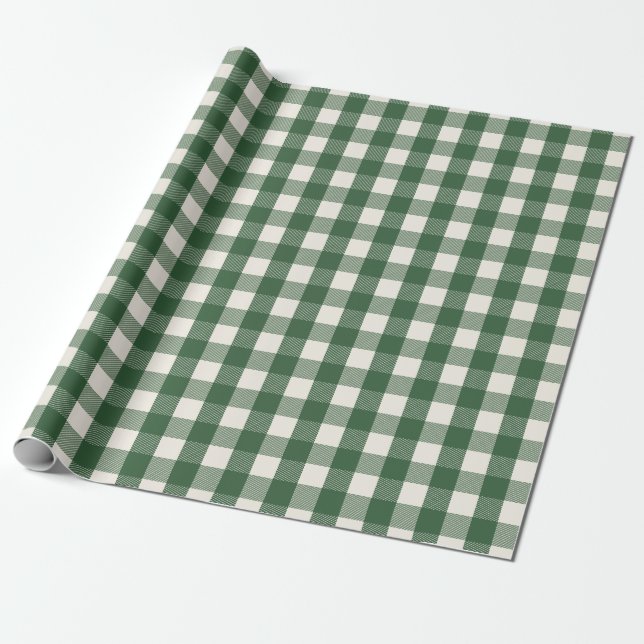 Papier Cadeau Vérification de Noël de Buffalo vert (Déroulé)
