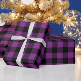 Papier Cadeau Vérification de Noël noir et violet de Buffalo