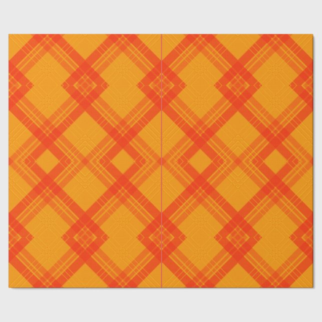 Papier Cadeau Vérifications rouges et jaunes/oranges heureuses e (Couture)