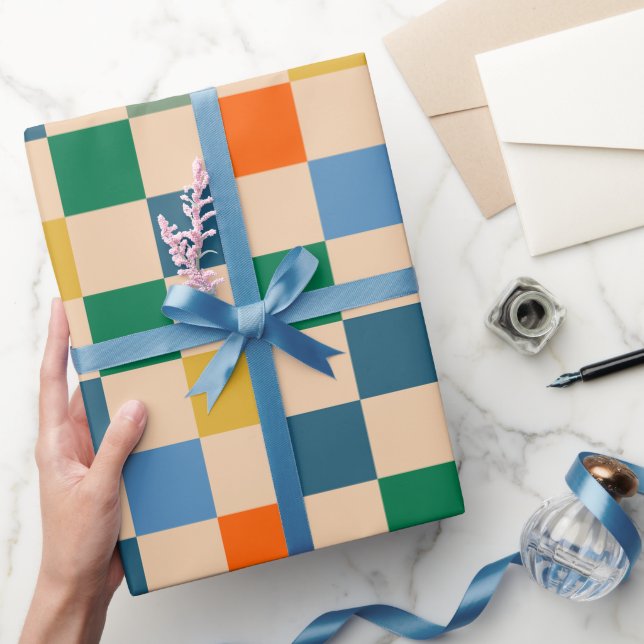 Papier Cadeau Vérifier À damiers Motif multicolore vérifié (Cadeaux)