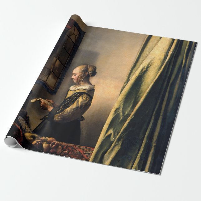 Papier Cadeau Vermeer - Fille lisant une lettre à une fenêtre ou (Déroulé)