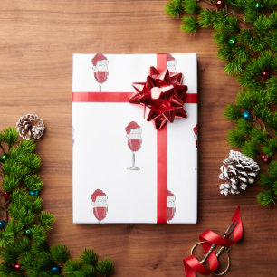 Papier Cadeau Verre à vin Chapeau de Père Noël Noël