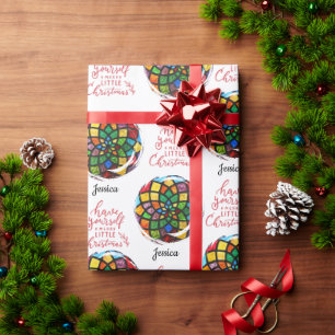 Papier Cadeau Verre de Noël personnalisable avec Nom