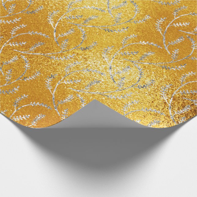 Papier Cadeau Verre jaune Citron Feuilles florales Laurel (Coin)