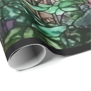 Papier Cadeau Verre souillé floral vintage de Tiffany de roses