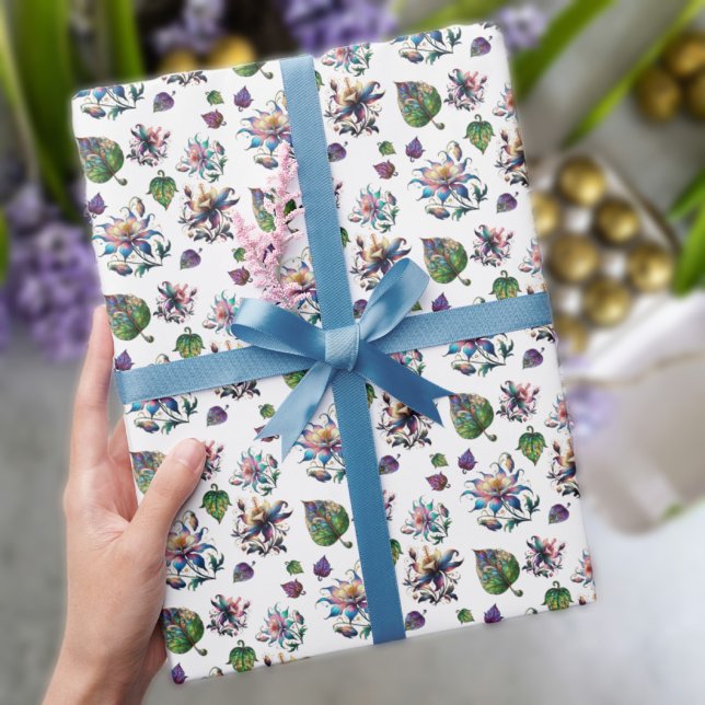 Papier Cadeau Verre verni Art Nouveau Fleurs de Pâques (Créateur téléchargé)