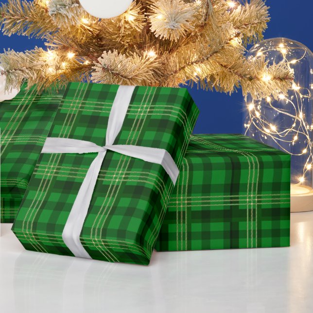 Papier Cadeau Vert à carreaux de Noël (Vacances)