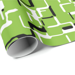 Papier Cadeau Vert/Blanc/Noir Tendance Joyeux