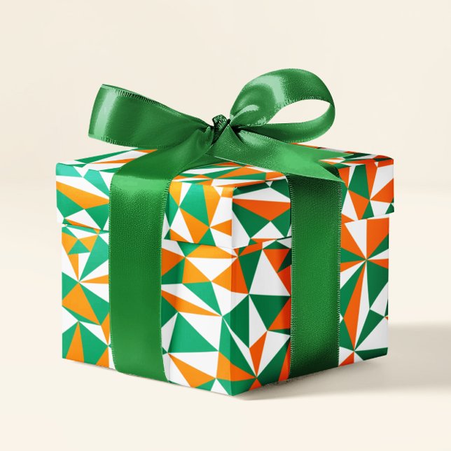 Papier Cadeau Vert Blanc Orange Irlandais Drapeau Couleurs Fun g (Créateur téléchargé)