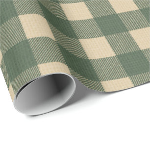 Papier Cadeau Vert Carreaux Campagne Rustique