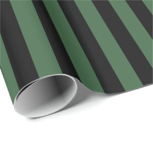 Papier Cadeau Vert chasseur et rayure noire