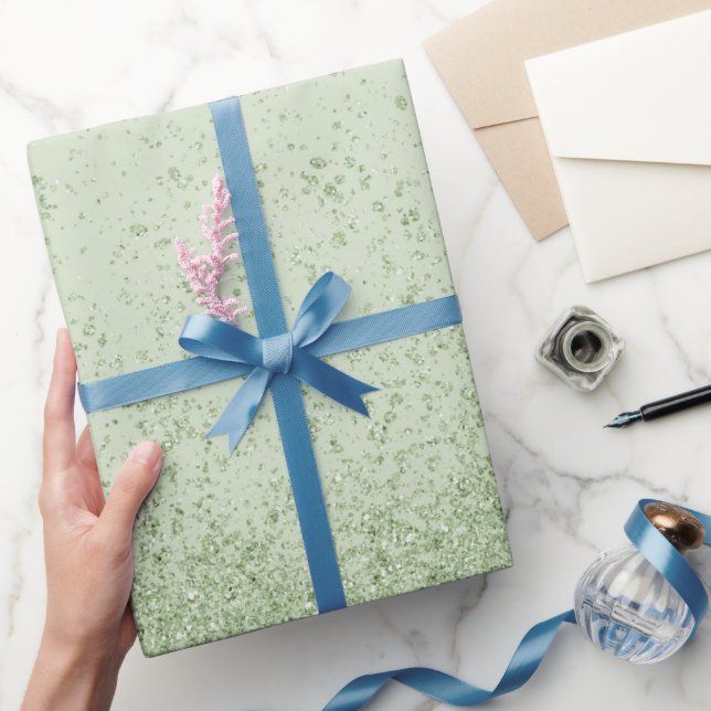Papier Cadeau Vert clair faux paillettes  (Cadeaux)