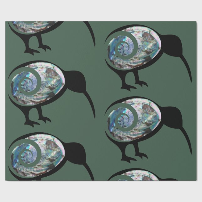 PAPIER CADEAU VERT CLAIR PAUA KIWI BIRD KORU NOUVELLE-ZÉLANDE (Couture)