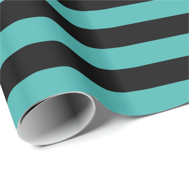 Papier Cadeau Vert-de-gris et rayure noire (Coin rond)