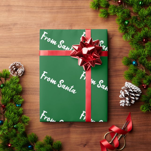 Papier cadeau vert de la part du Père Noël (Cadeau de vacances)