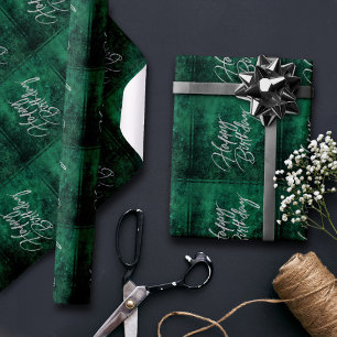 Papier Cadeau Vert émeraude   Tonalité Jade Velvet Grunge Bijou