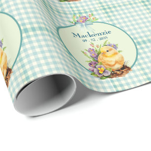 Papier Cadeau Vert En vichy Personnalisé Anniversaire