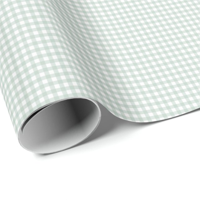 Papier Cadeau Vert en vichy simple mignon petits chèques plissés (Coin rond)