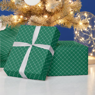 Papier Cadeau Vert et blanc Moderne Plaid Noël