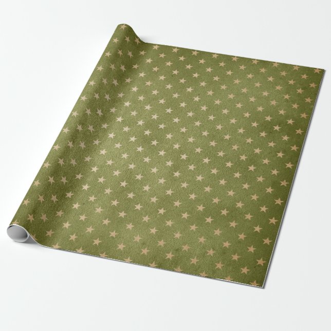 Papier Cadeau Vert et Kraft Noël Rétro (Déroulé)