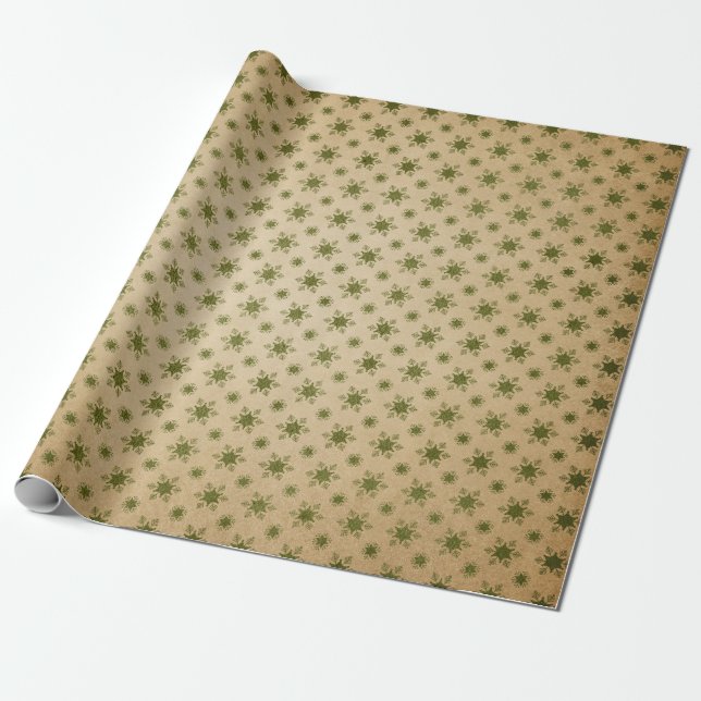 Papier Cadeau Vert et Kraft Noël Rétro (Déroulé)