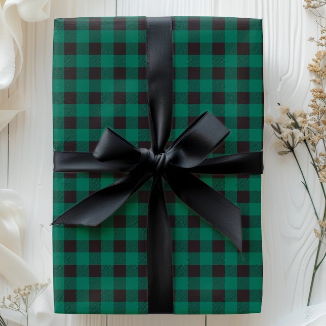 Papier Cadeau Vert et noir carreau de buffle (Créateur téléchargé)
