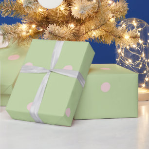 Papier Cadeau Vert et rose girly pois motif pastel