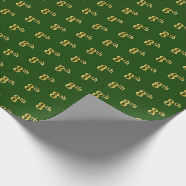 Papier Cadeau Vert, Faux Gold 8e (Huitième) Écran d'Enveloppemen (Coin)
