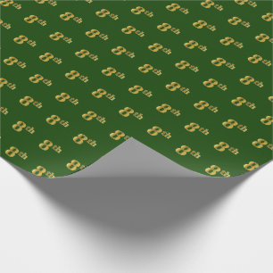 Papier Cadeau Vert, Faux Or 8ème (Huitième) Événement