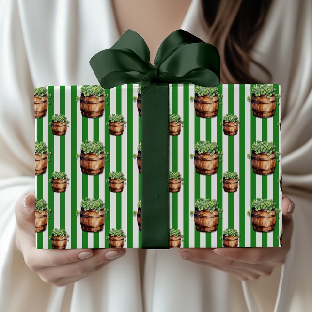 Papier Cadeau Vert forêt Chic Trèfle Fût Jour de la Saint-Patric (Créateur téléchargé)