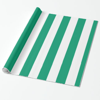 Papier Cadeau Vert Jade Blanc Extra Large Motif Rayure