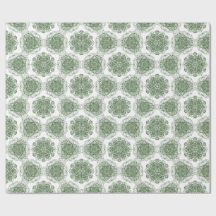 Papier Cadeau Vert Mandala Floral