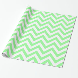Papier Cadeau Vert Menthe Blanc XL Motif Chevron ZigZag