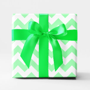 Papier Cadeau Vert Menthe et Chevron Blanc