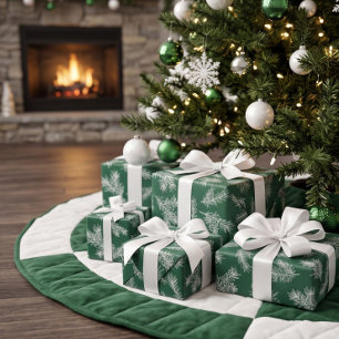 Papier Cadeau Vert Moderne Élégant Botanique Pin Noël