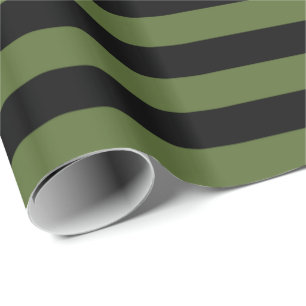 Papier Cadeau Vert olive/bande noire