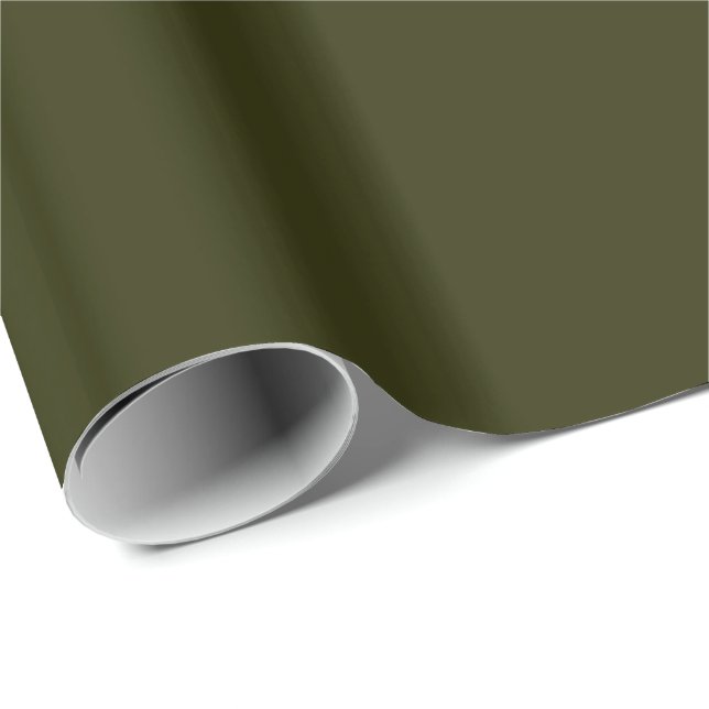 Papier Cadeau VERT OLIVE SOMBRE (couleur solide) ~ (Coin rond)