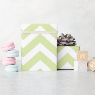 Papier Cadeau Vert pastel et blanc Chevron Mariage Anniversaire